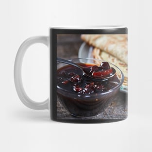 Pancakes filled with dark cherry jam Mug